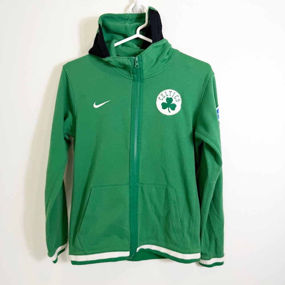 Nike Boston Celtics Hoodie Boys Medium Green Full Zip NBA 75th Anniversary